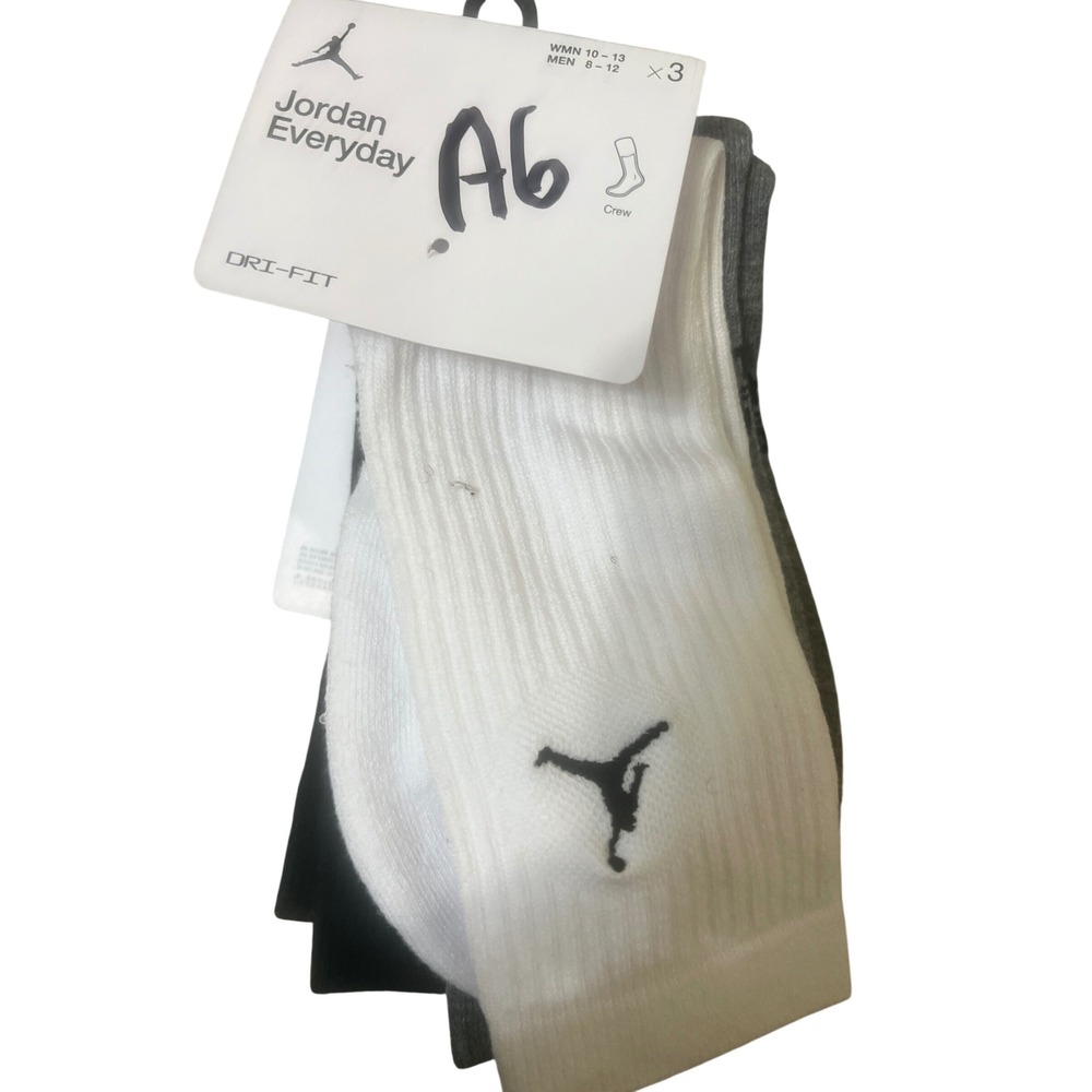 Jordan Everyday Crew Mens Size 8-12 Multi-Color NEW Dri-FIT 3-Pack DX9632-914